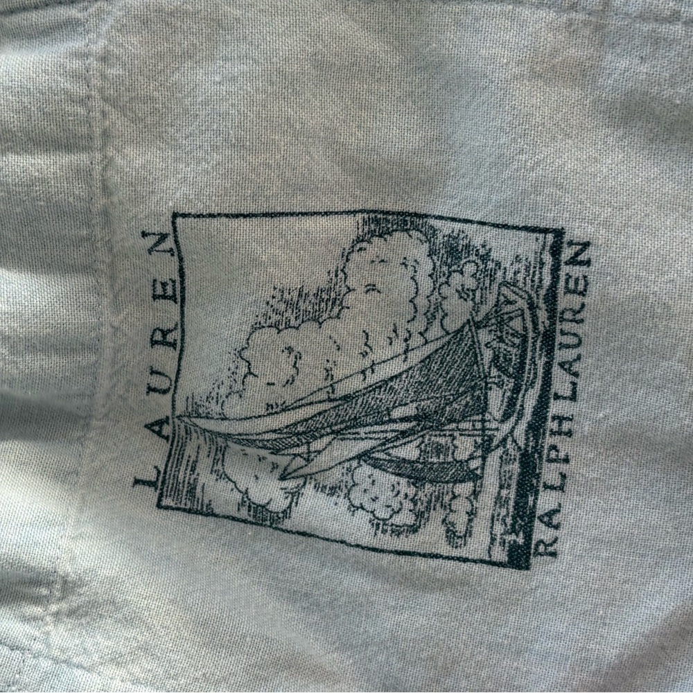 Vintage Lauren Ralph Lauren 100% Cotton Rope Drawstring Pant Sailboat Pocket L - Picture 3 of 6